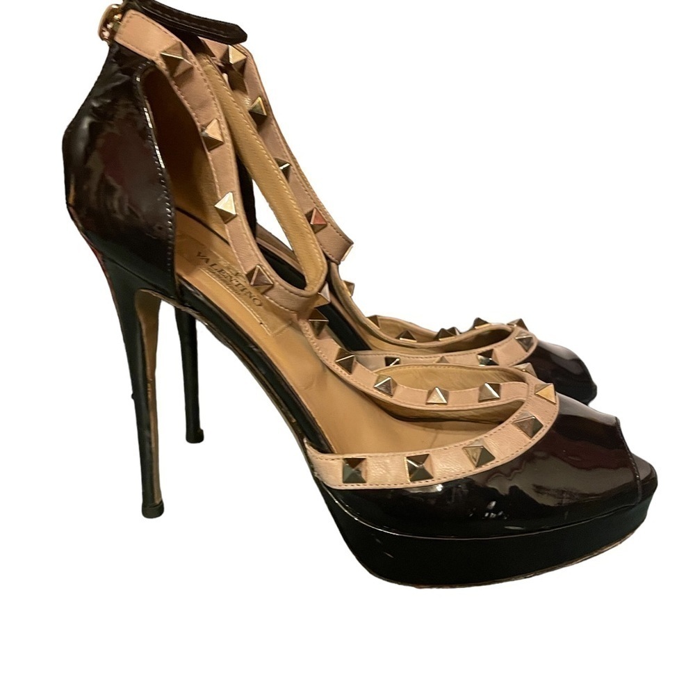 VALENTINO ROCKSTUD PLATFORM PEEP TOE HEELS - Picture 6 of 10